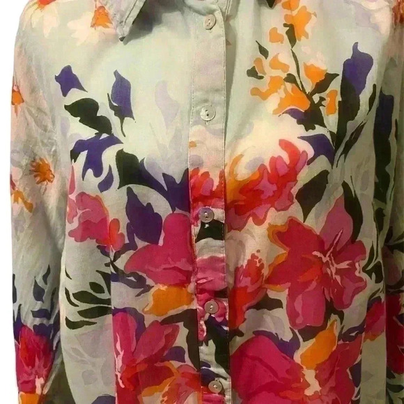 Soft Surroundings Sheet Floral Tunic Button Down with pockets. Size PL Petite Lg - Picture 2 of 8